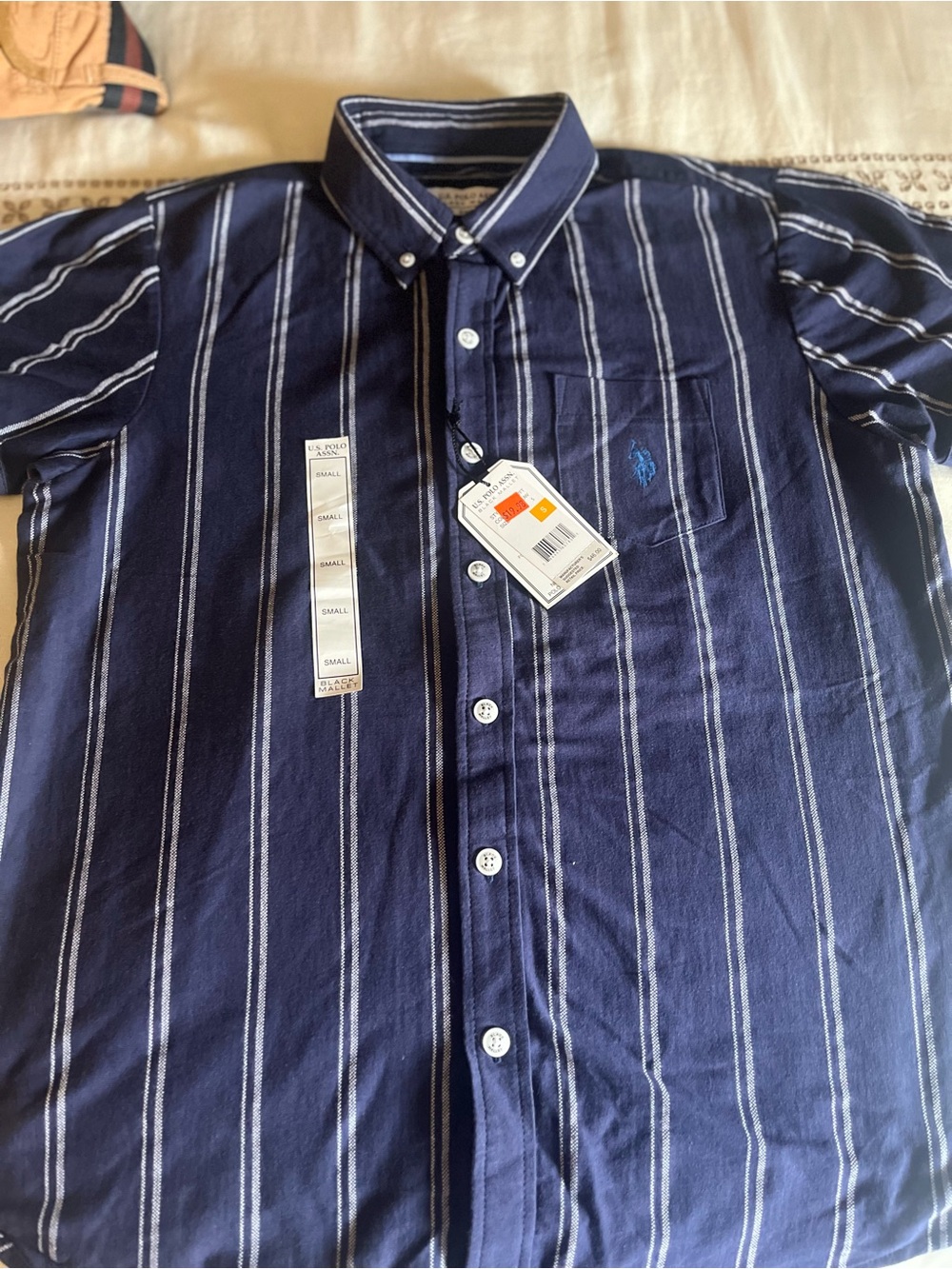 U.S. Polo Assn. Navy Blue Striped Button-Down Shirt